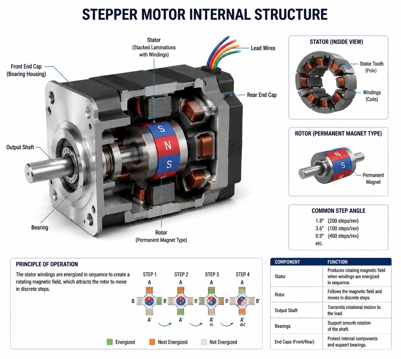 stepper motor internal structure diagram for industrial applications