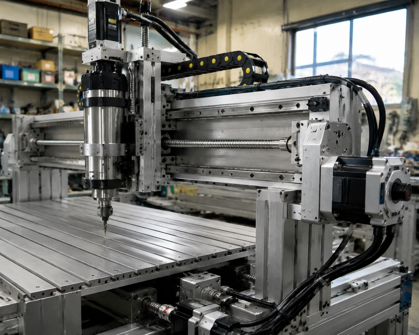 Hybrid stepper motor driving CNC machine positioning system