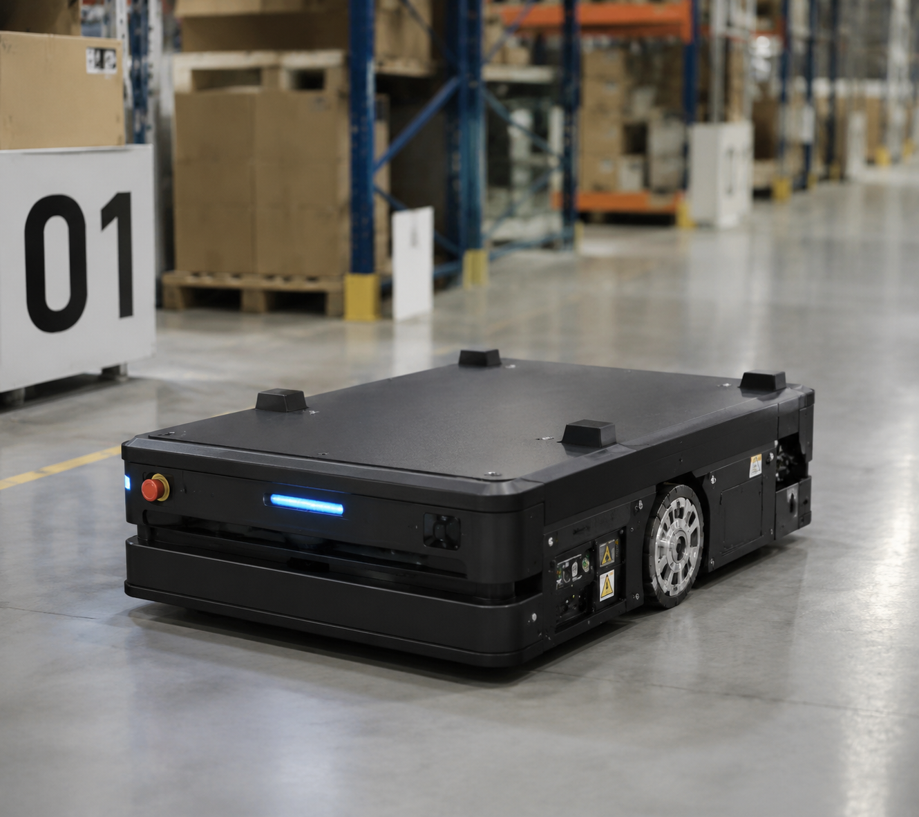Industrial AGV mobile robot using stepper motor drive system