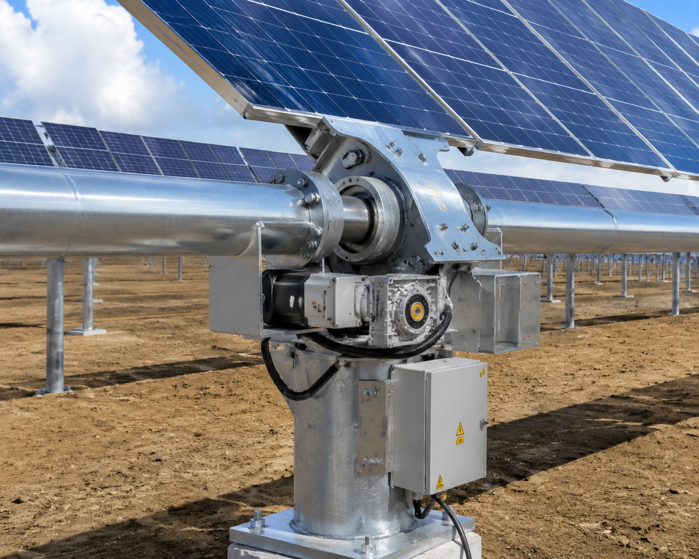 stepper motor driven solar tracking system for industrial photovoltaic arrays