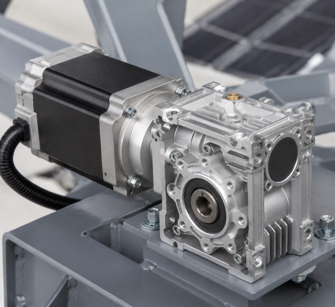 stepper motor and gearbox actuator used in solar tracker system design