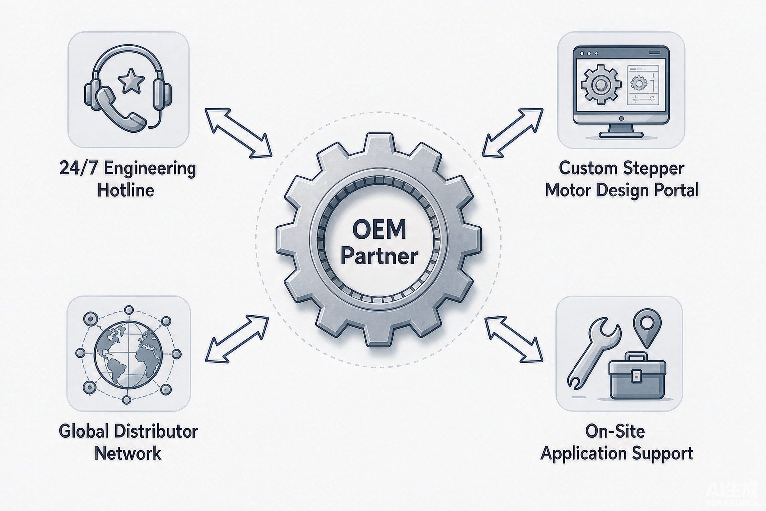 Visual representation of responsive HDB Motor support tailored for OEM integration challenges in precision motion control applications.