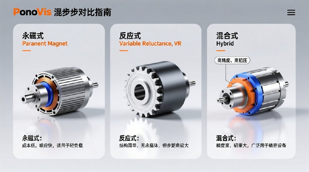 Types of Stepper Motors: Permanent Magnet, VR & Hybrid Motor Comparison Guide